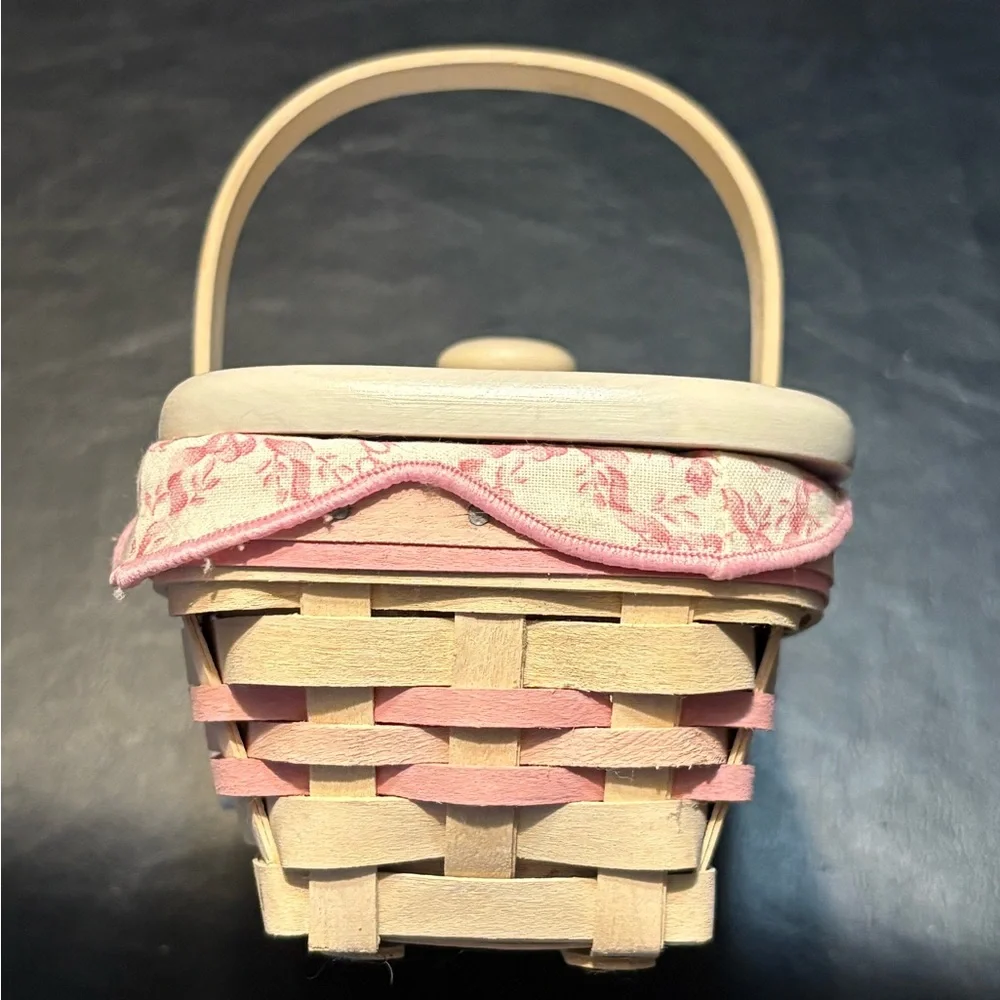 LONGABERGER 2000 CENTURY CELEBRATION HOPE BASKET, FABRIC LINER, PROTECTOR & LID
